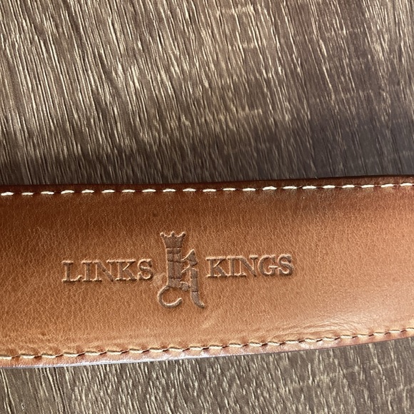 Mens Pre Owned Links & Kings Brown Italian Leather Golf Belt Size 40 - Picture 7 of 14